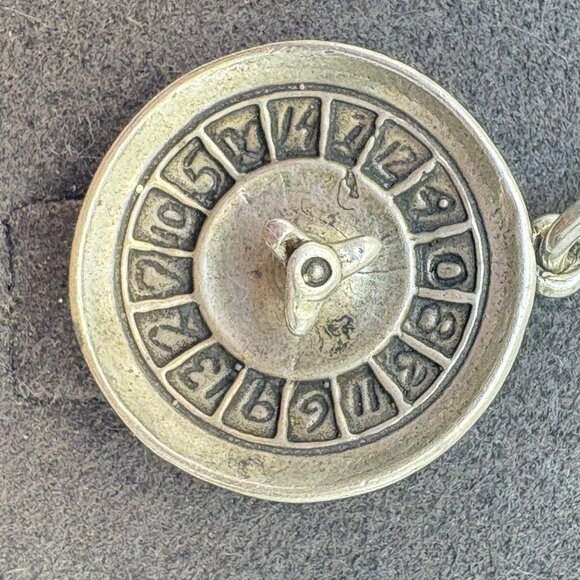 VTG Solid Sterling Silver 925 Roulette Wheel Circle Charm Size 1" Length - Picture 6 of 13